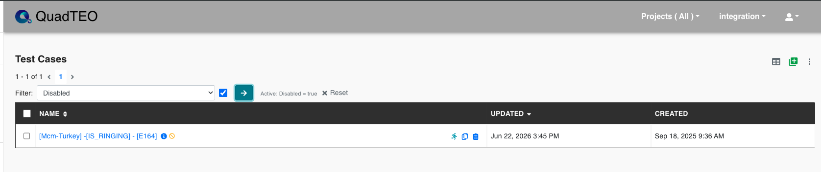 Filter Test Cases by trace enabled