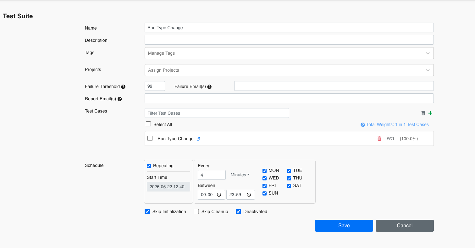 Edit Test Suite
