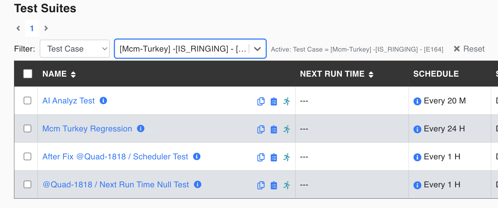 Filter Test Suites by Test Case