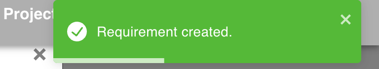 The 'Requirement created' notification