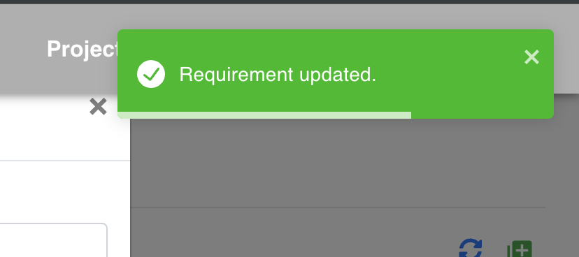 The 'Requirement updated' notification