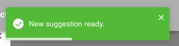 The 'New suggestion ready' notification