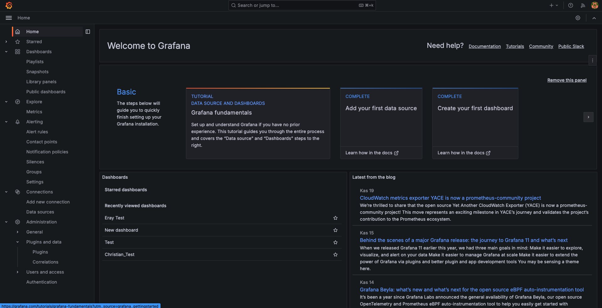Grafana Homepage