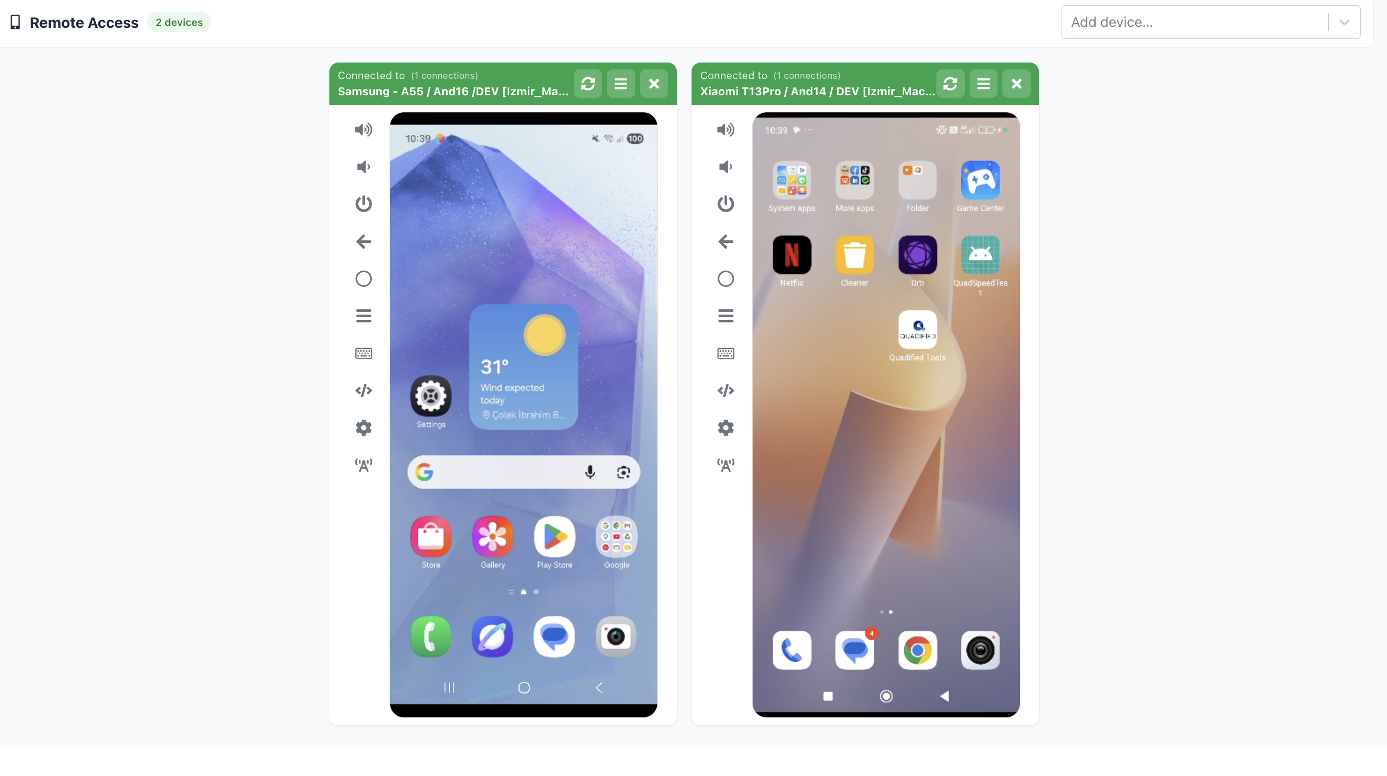 Two devices side by side