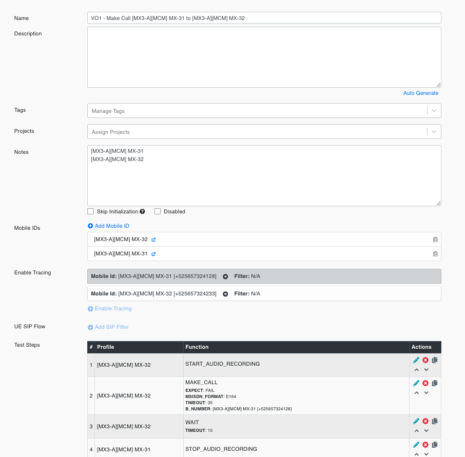 Test case detail / edit window